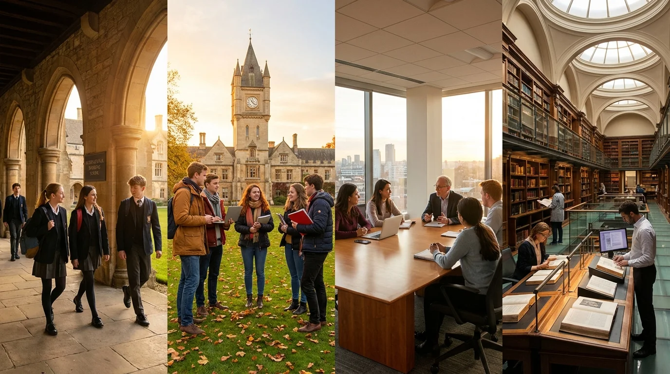 International students at various stages of their educational journey - from boarding school to graduate research
